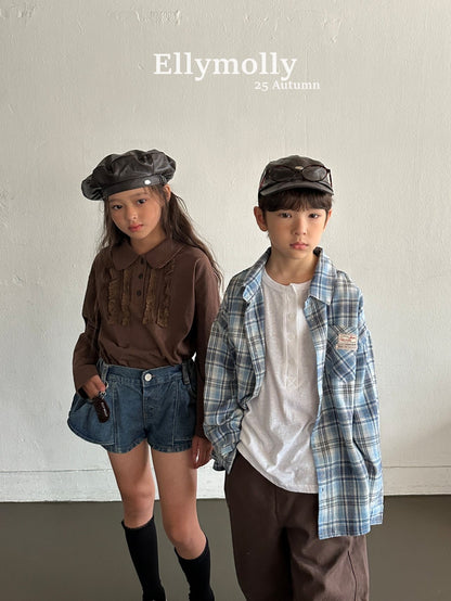 ELLYMOLLY choco check shirt (90-160cm)