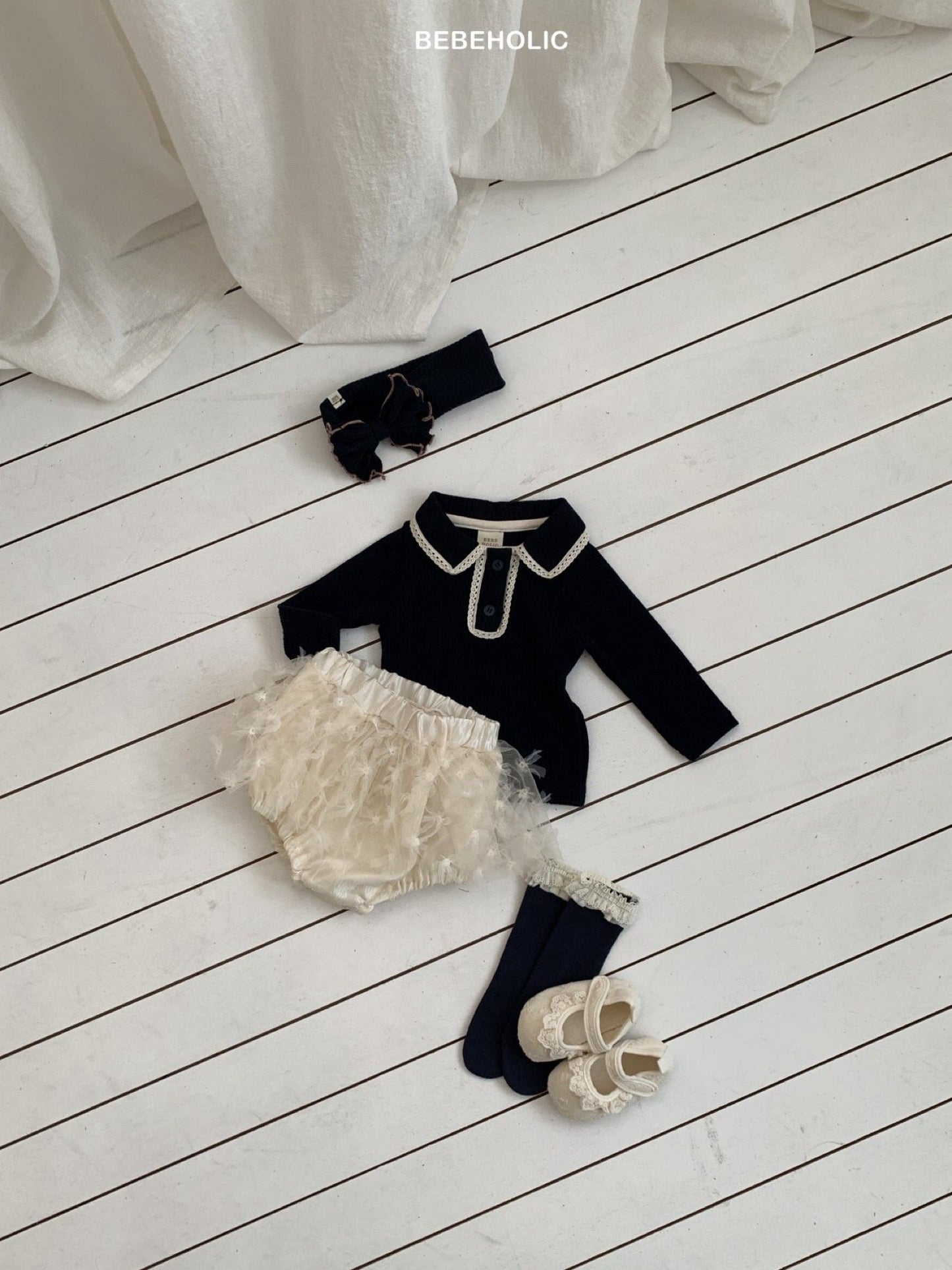 bebeholic peach lace tee (3-18m)