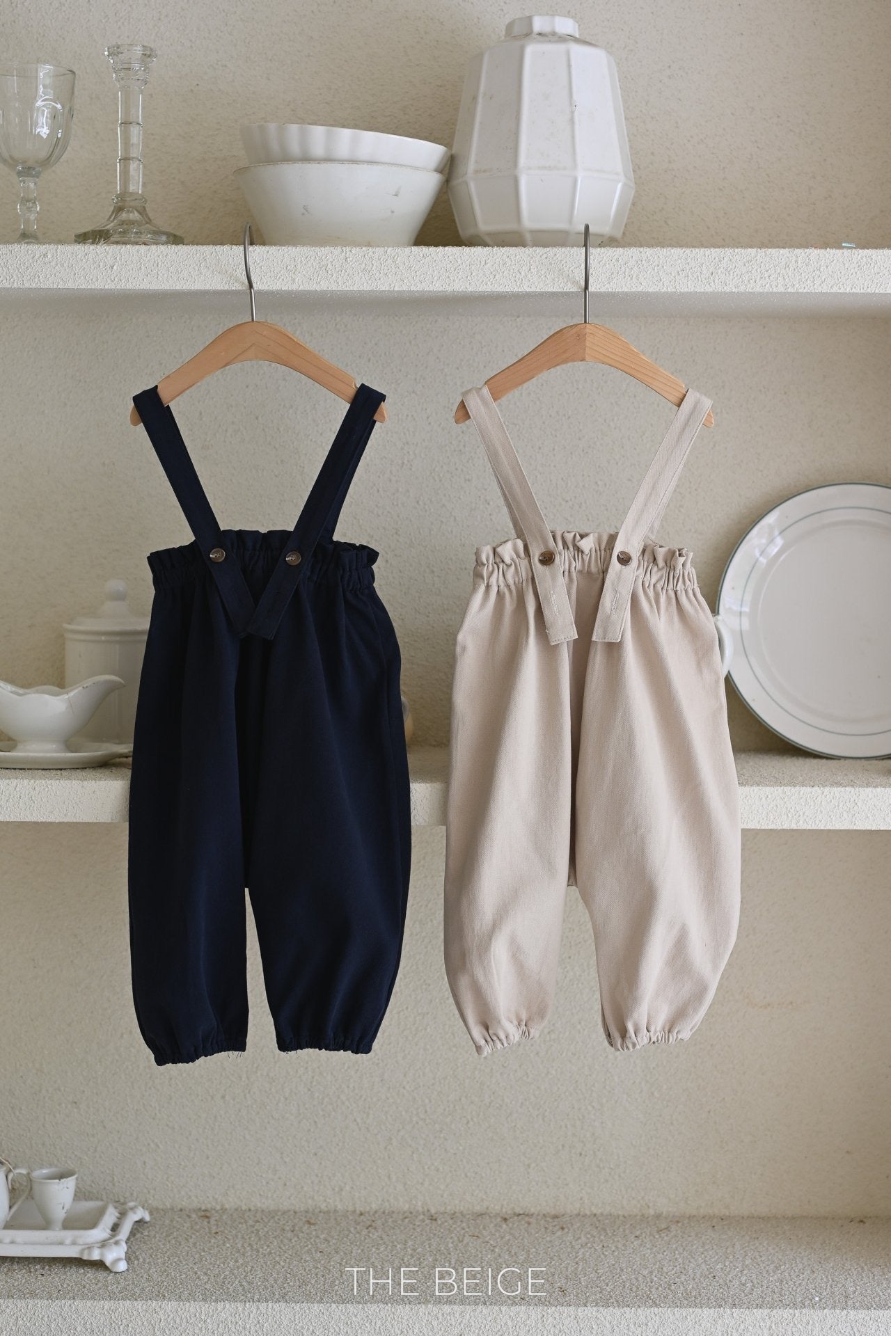 the beige loom suspender suit (6-18m)