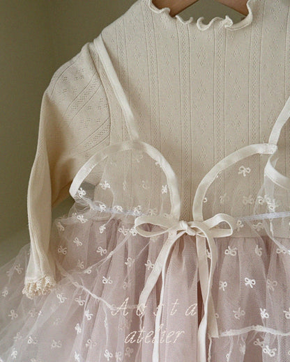 Aosta lace ribbon open dress