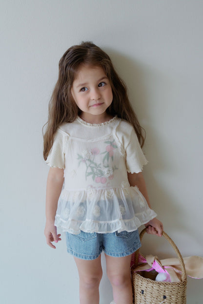 momoann peach waffle tee (90-130cm)