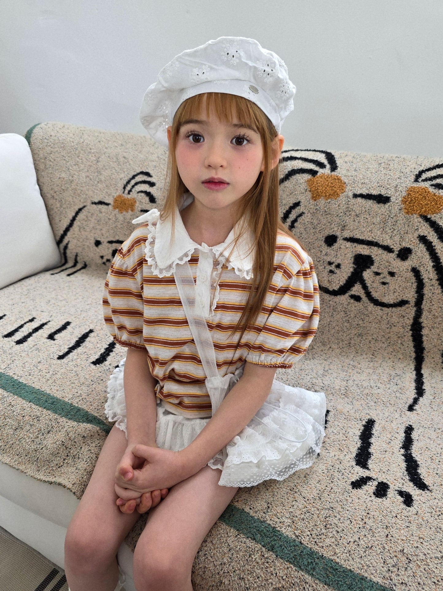ELLYMOLLY pretty lace collar tee (90-145cm)