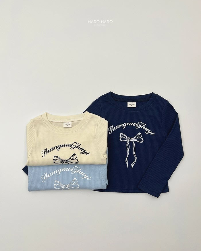 HAROHARO bling ribbon rib tee (85-140cm)