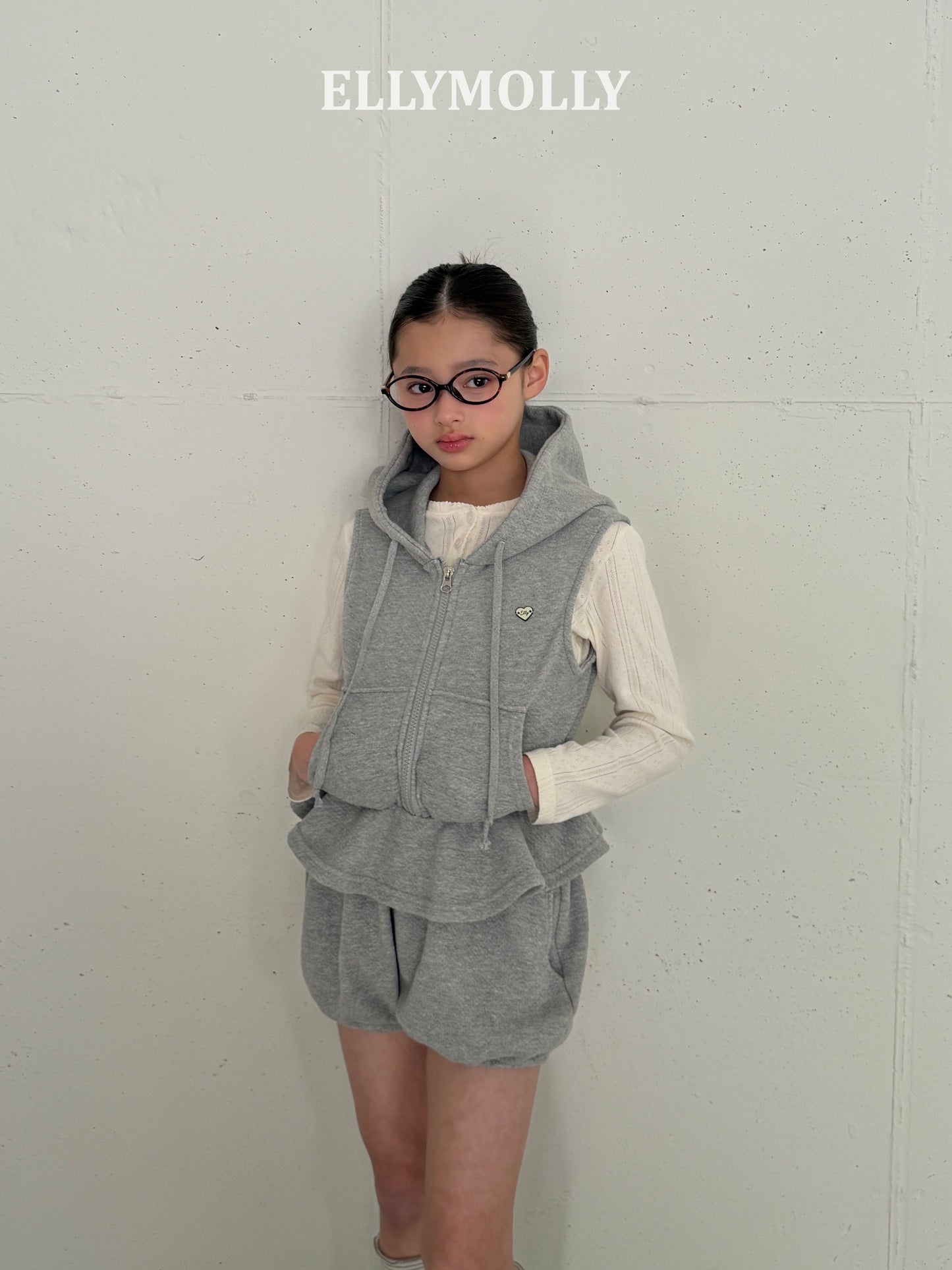 ELLYMOLLY flared hood vest (90-145cm)