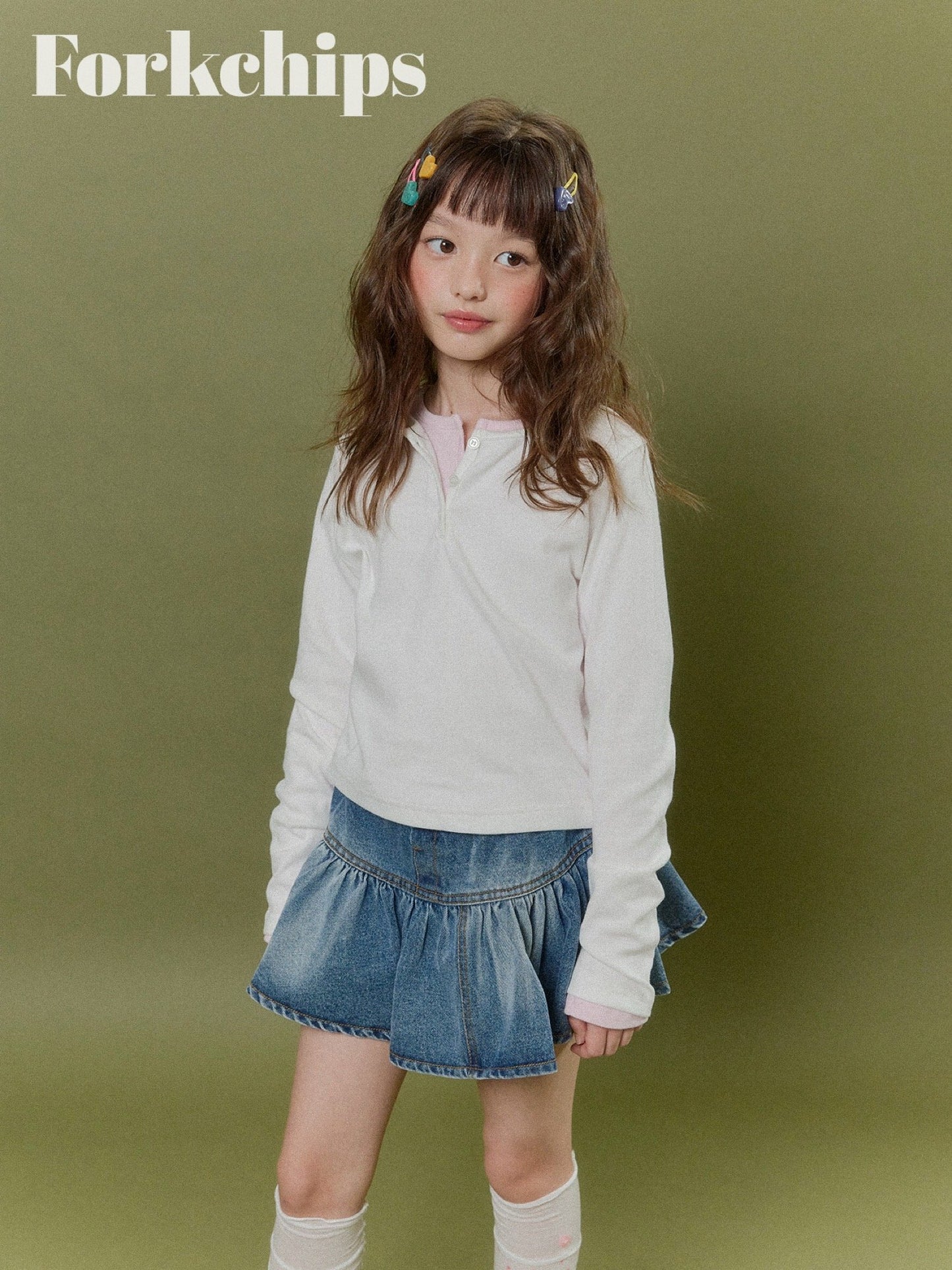 FORKCHIPS peach snap t-shirt (95-160cm)