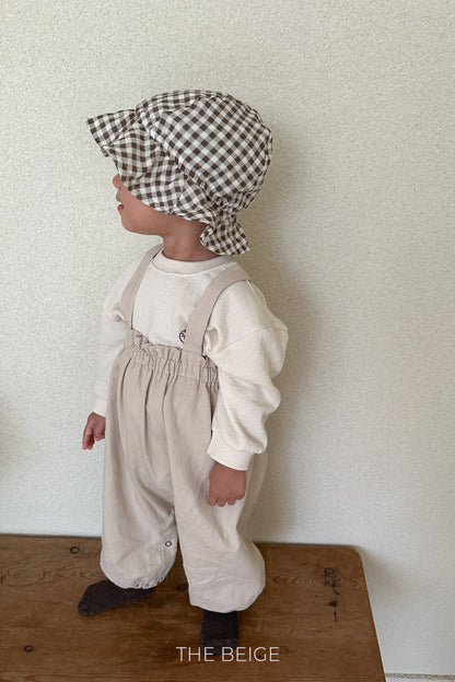 the beige loom suspender suit (6-18m)