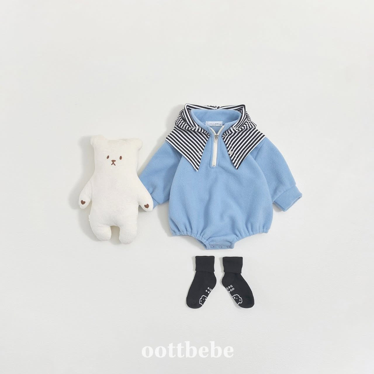 Oottbebe 馬卡龍色立領熊熊包屁衣 (3-12m)