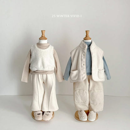 Vivid 燈芯絨補丁直筒長褲 (75-135cm)