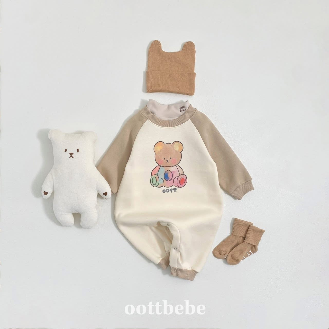 Oottbebe 彩虹熊熊拼色連體衣 (3-12m)