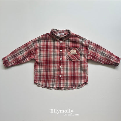 ELLYMOLLY choco check shirt (90-160cm)
