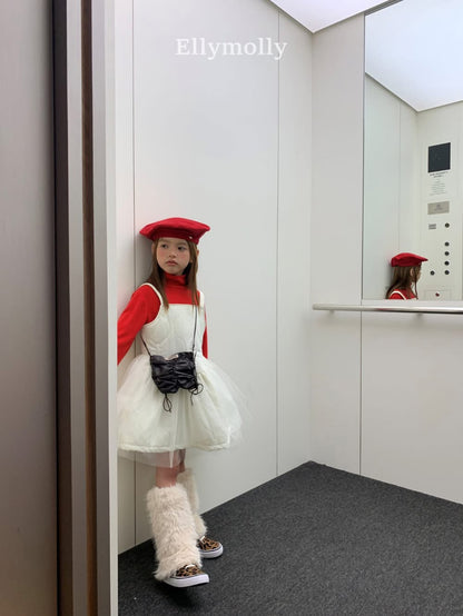 EllyMolly 絎縫吊帶網紗裙 (90–145cm)