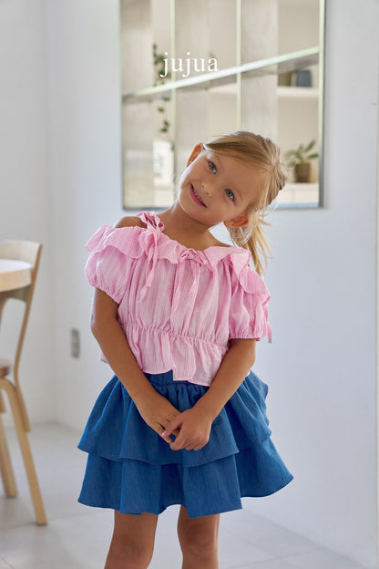 jujua denim tiered skirt (80-120cm)