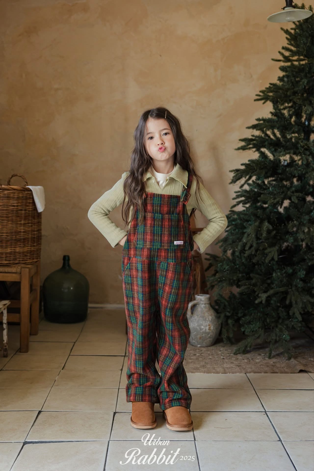 Urban Rabbit 復古格紋吊帶褲 (80-140cm)