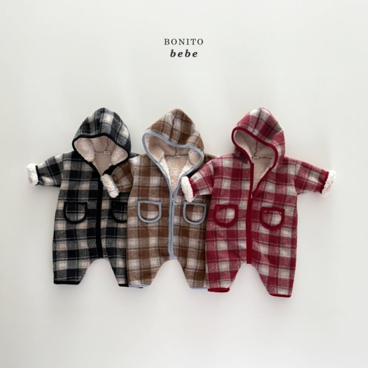 Bonito checked dumble hooded rompers (3-18m)