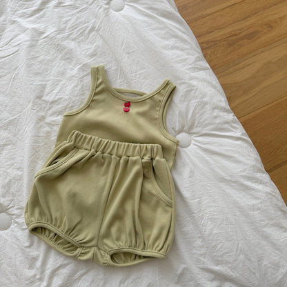 ninibello tomato button sleeveless top (80-130cm)