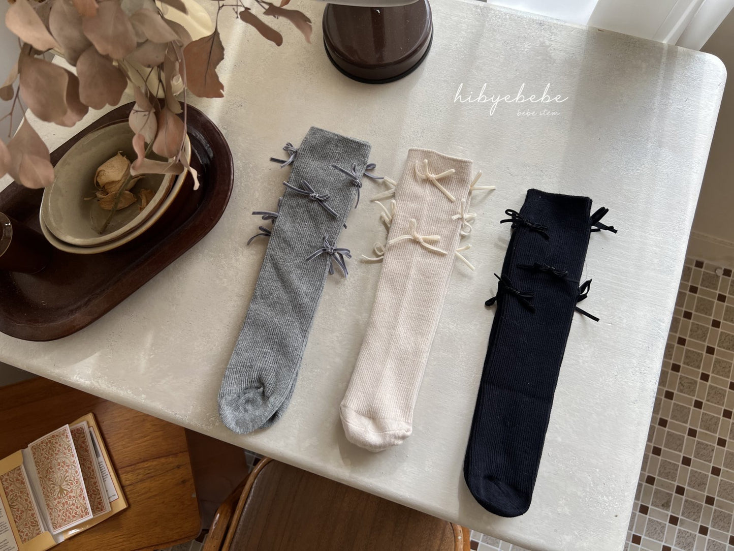 hibyebebe ribbon&ribbon knee socks(3set)