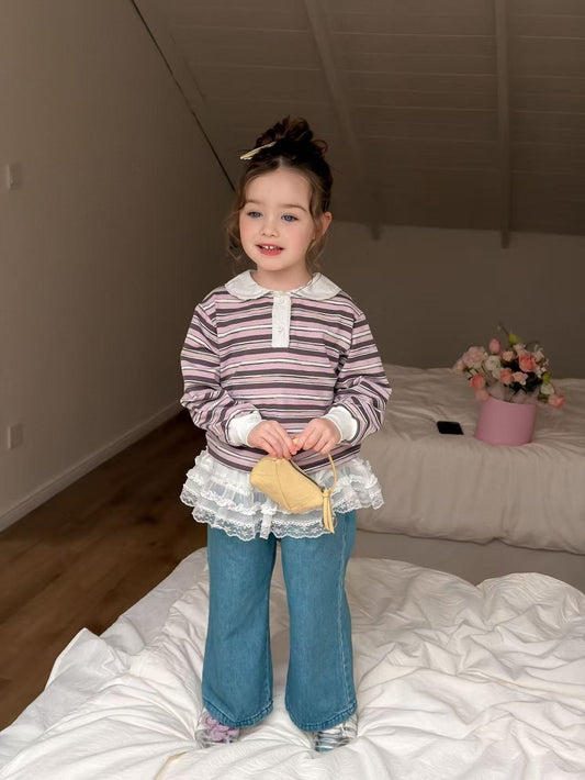 aiai cherry line collar red t-shirt (95-140cm)