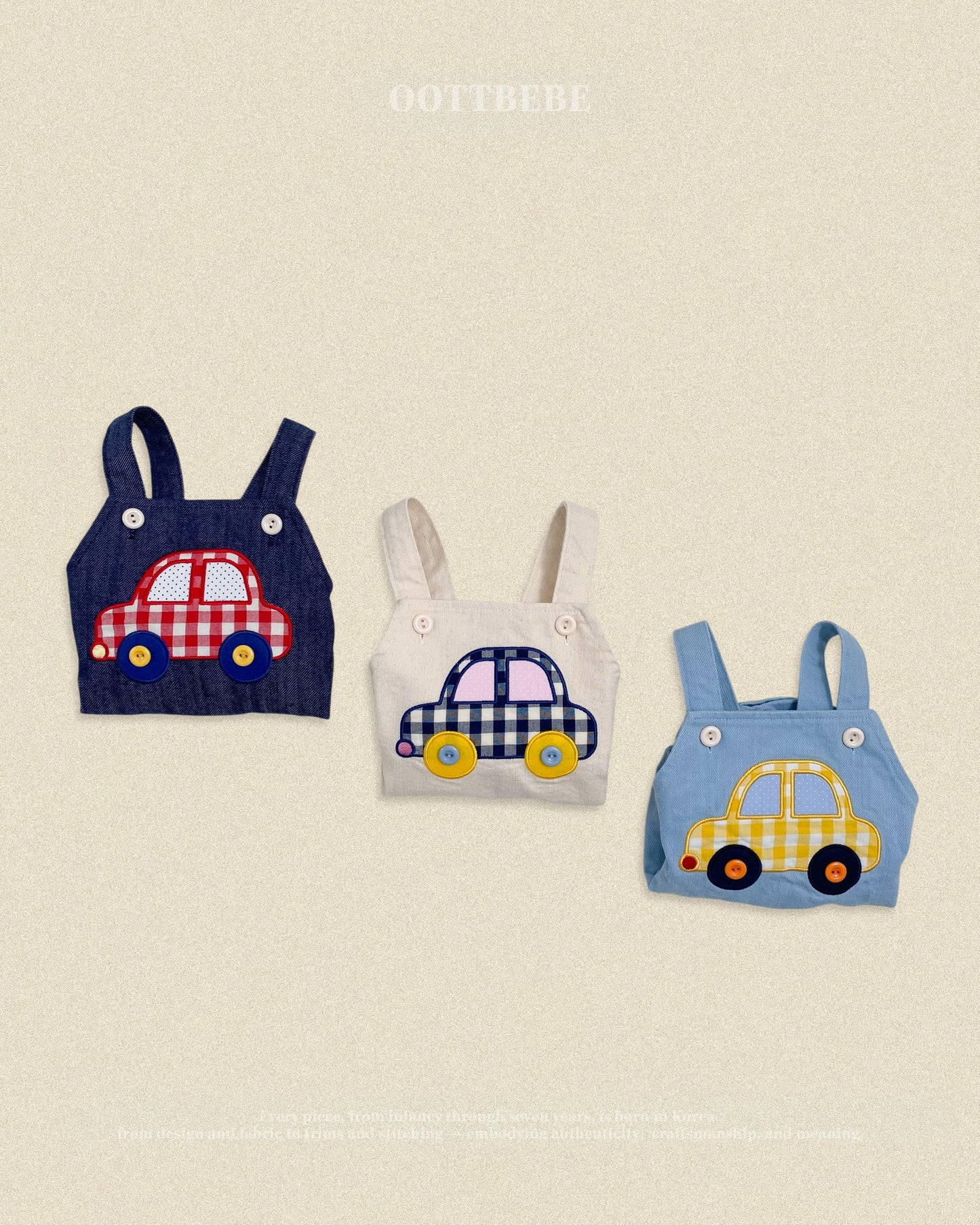oottbebe denim car rompers (0-12m)