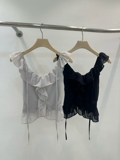 輕紗荷葉邊設計感blouse *共2色
