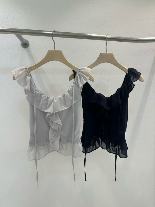 輕紗荷葉邊設計感blouse *共2色