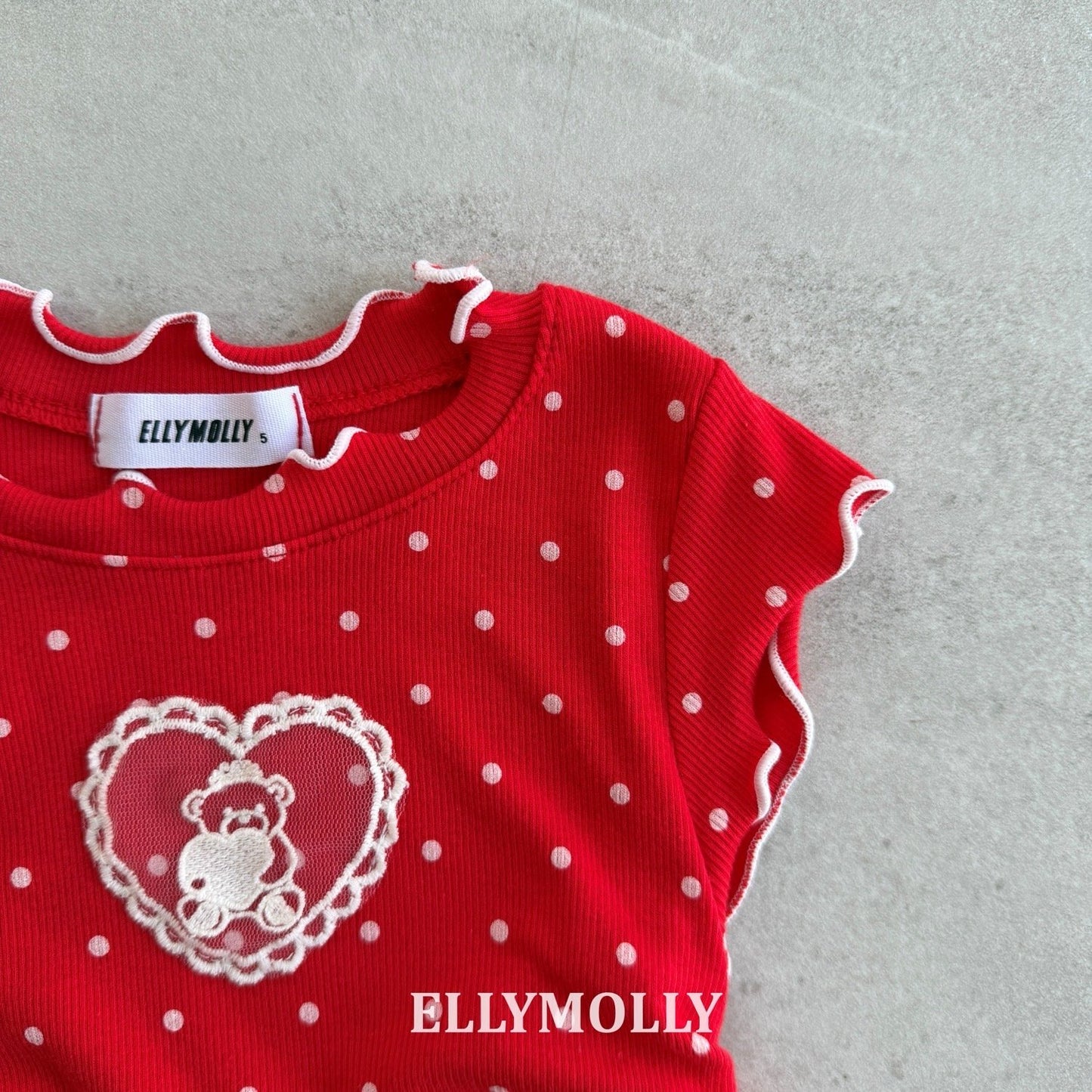 ELLYMOLLY dot me shirring t-shirt （90-145cm)