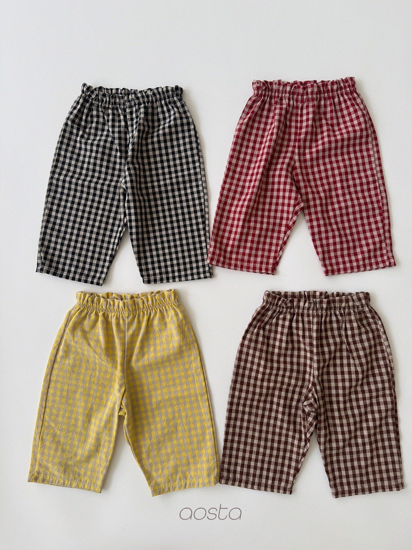 Aosta caramel check pants (~70-115cm)