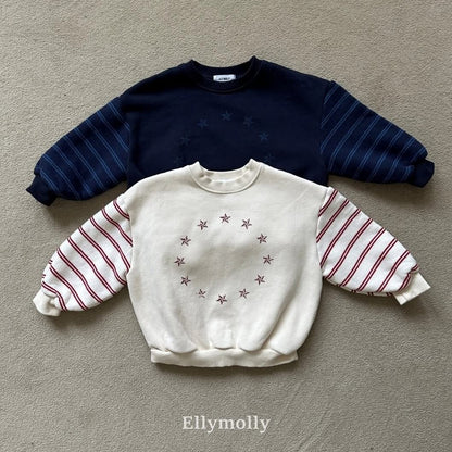 EllyMolly 五角星條紋拼接上衣 (90-160cm)