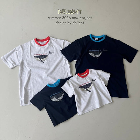 Delight 親子款撞色鯨魚Tee (kids & adult )
