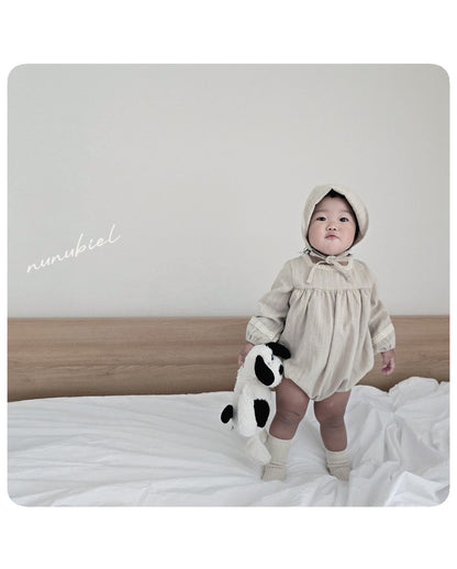 nunubiel lona romper& bonnet (3-18m)