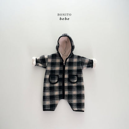 Bonito checked dumble hooded rompers (3-18m)