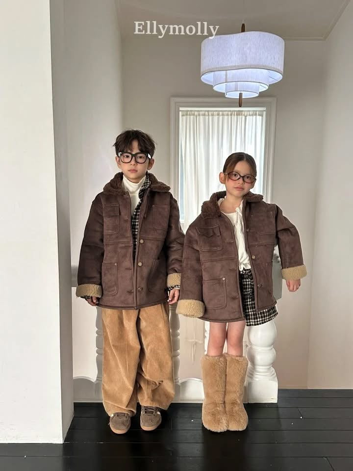 EllyMolly 燈芯絨折位寬寬褲 (90-160cm)