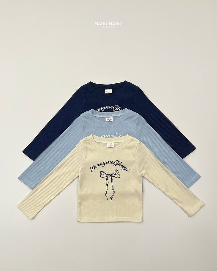 HAROHARO bling ribbon rib tee (85-140cm)