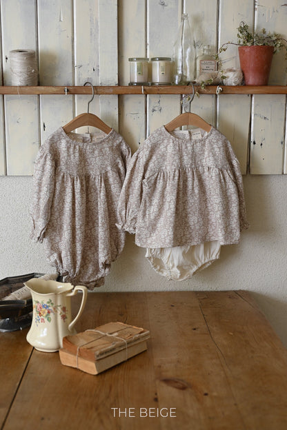 the beige shirring dyed suit (6-18m)
