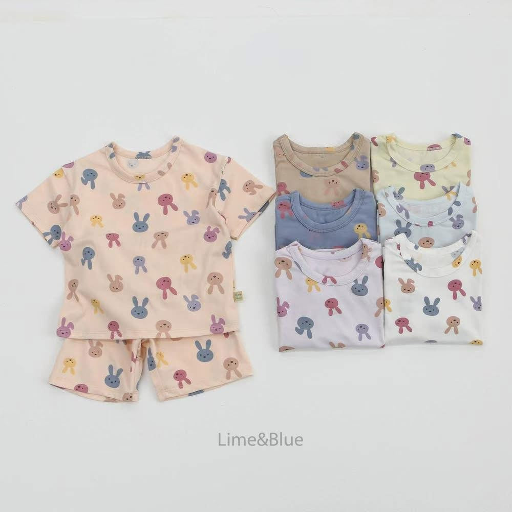 Lime&Blue 親子款 彩色兔兔居家服 (kids & mom & dad )
