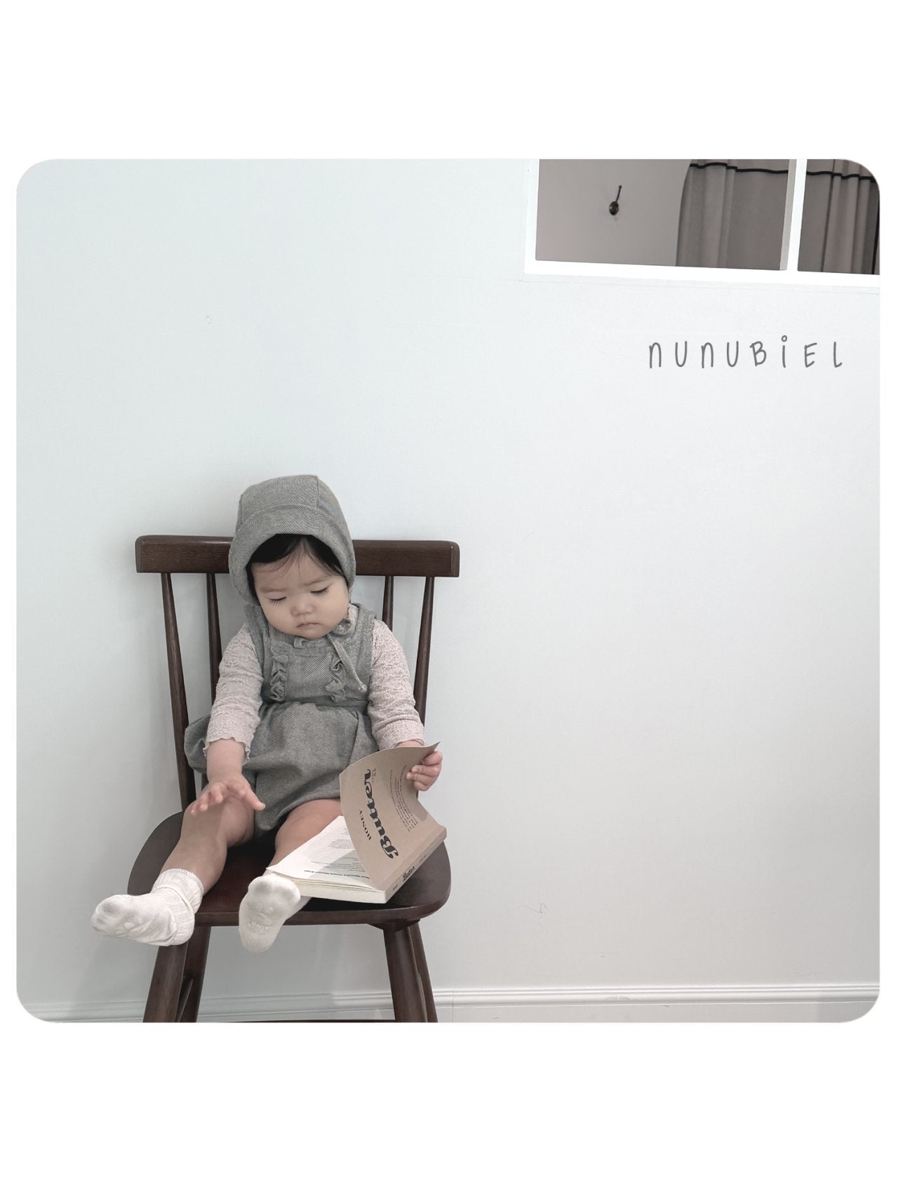 nunubiel twill romper&bonnet (3-18m)