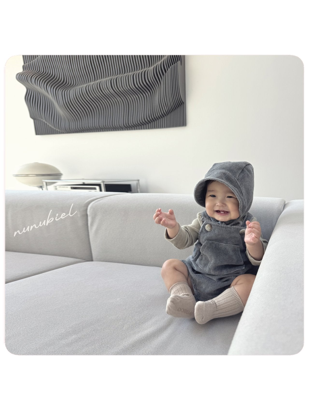 nunubiel corduroy romper&bonnet (3-18m)