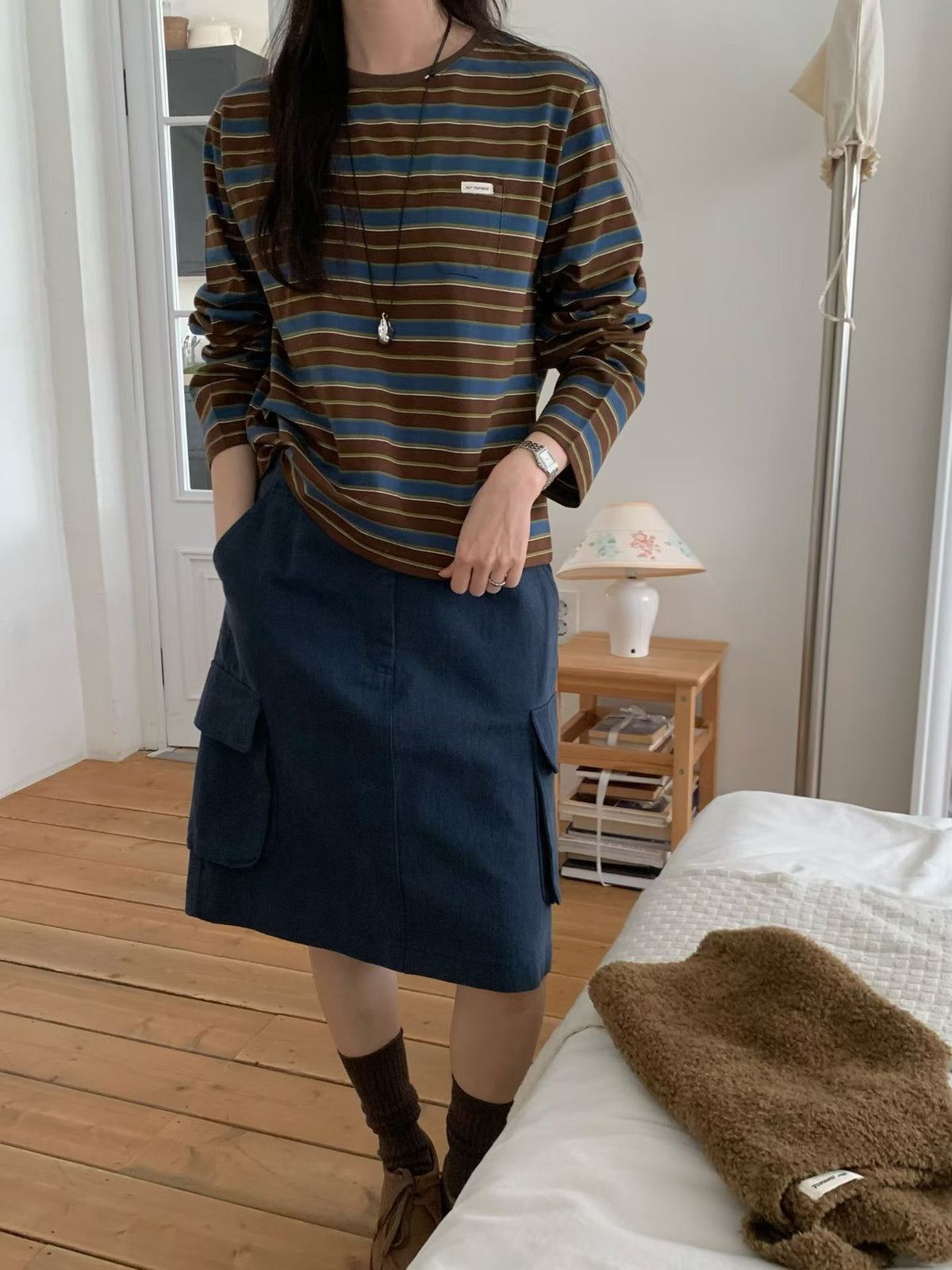 有厚度挺身條紋Tee *共3色