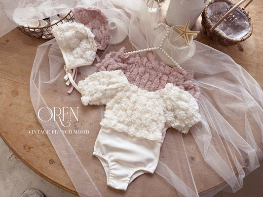 OREN lavender mini rose swimsuit bonnet set (75-100cm)