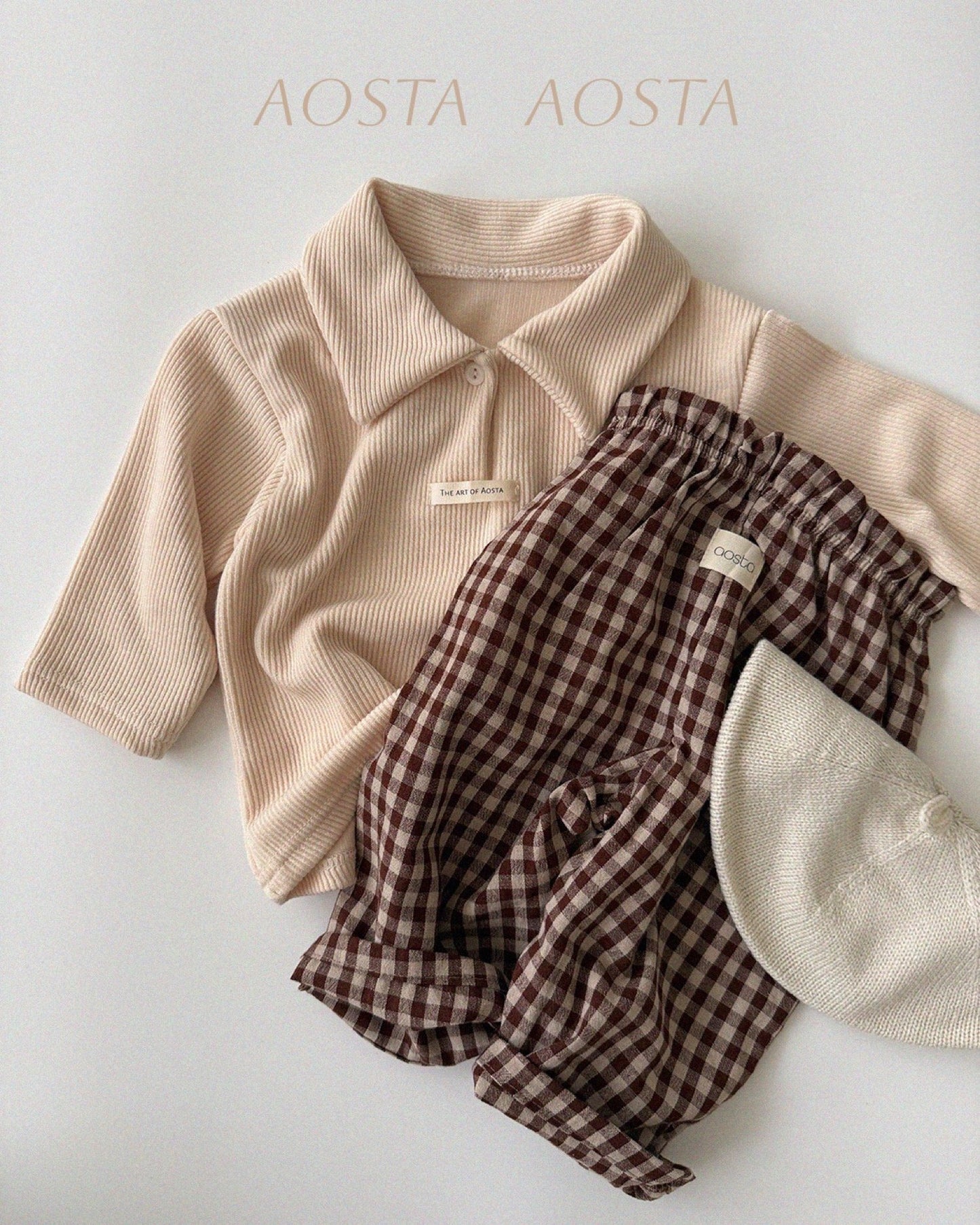 Aosta caramel check pants (~70-115cm)