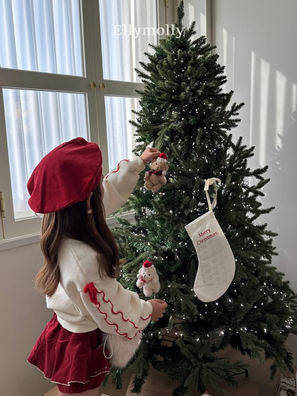 EllyMolly 紅白蝴蝶結短版上衣 (90-145cm)