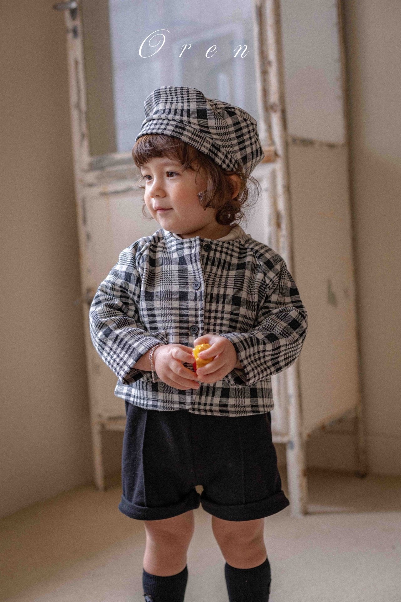 OREN tartan check cardigan (75-100cm)