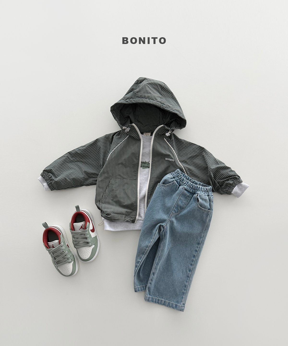 bonito check stripe windbreaker (~80-140cm)
