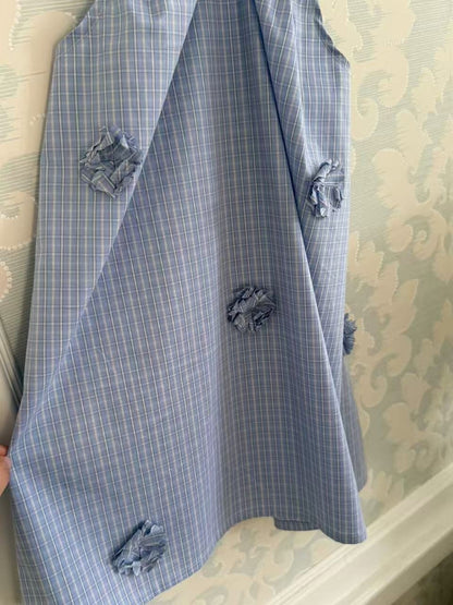 aiai sky flower blue strap dress (95-140cm)