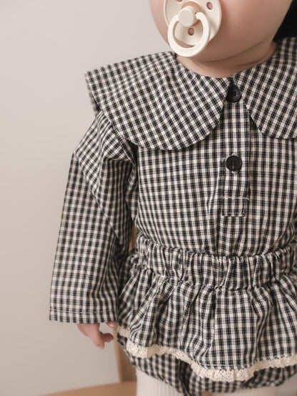 mimi market check sailor blouse (75-90cm)