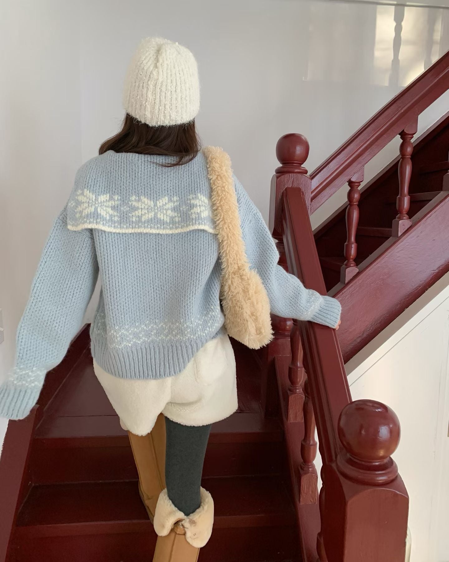 翻領北歐風雪花針織外套 *共3色