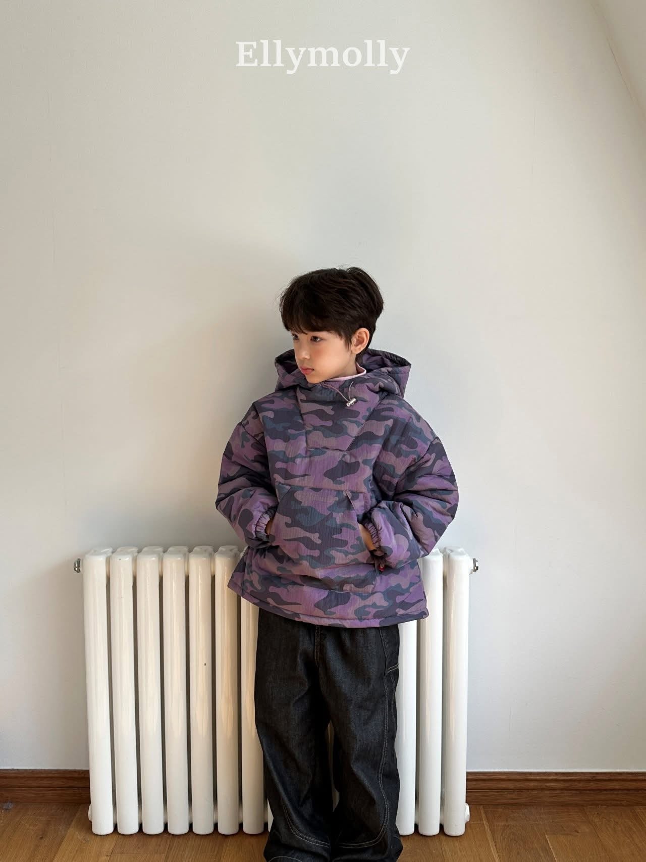 EllyMolly 迷彩夾棉連帽上衣 (90-160cm)