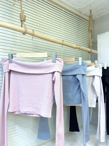 簡約一字肩上衣