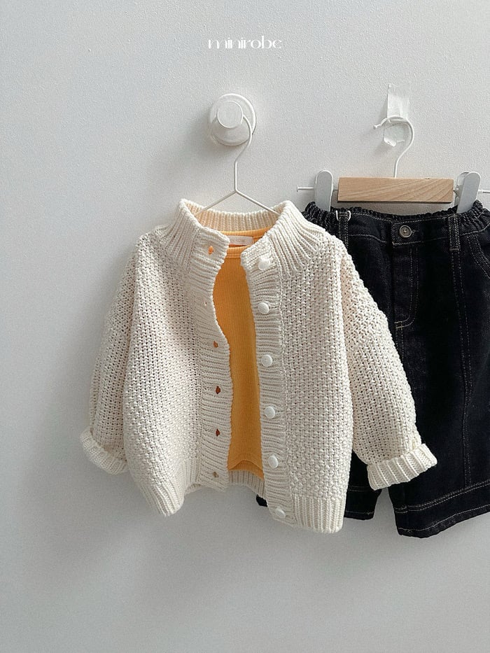 minirobe waffle high neck cardigan (75-110cm)