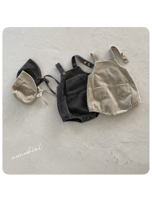 nunubiel corduroy romper&bonnet (3-18m)