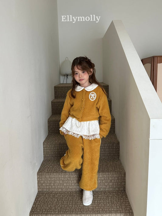 EllyMolly 軟糯毛絨絨蝴蝶結外套(90-160cm)